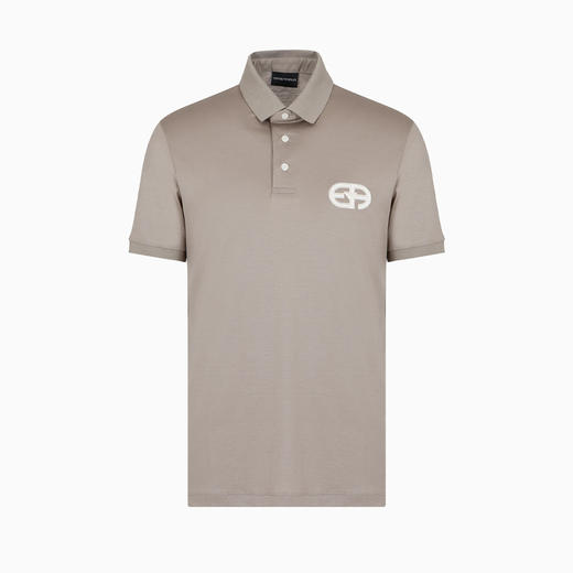【一】EMPORIO ARMANI 阿玛尼 男士莱赛尔纤维混纺平纹针织短袖 Polo 衫 灰色 8N1FB6 1JUVZ 0643 商品图0