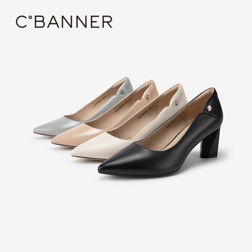 【静音系列】千百度粗高跟鞋春季浅口羊皮法式单鞋女通勤A24171684 商品图1