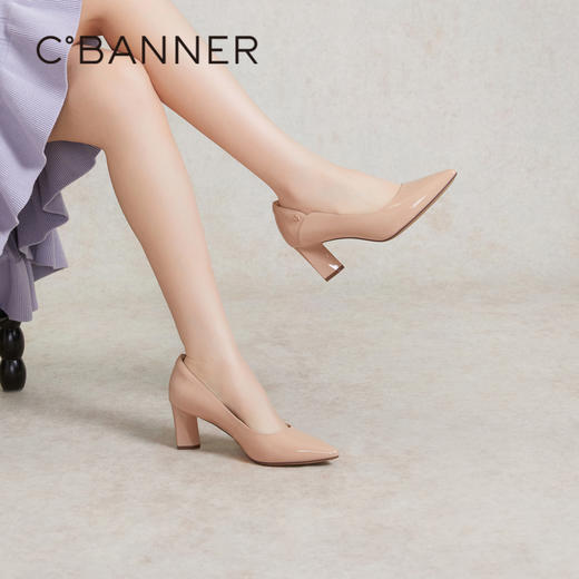 【静音系列】千百度粗高跟鞋春季浅口羊皮法式单鞋女通勤A24171684 商品图4