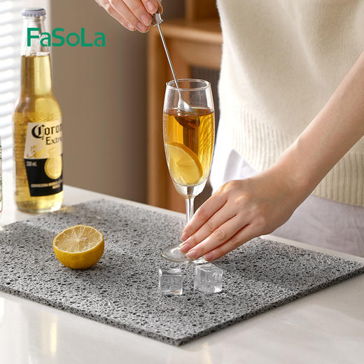 FaSoLa吸水垫厨房洗碗池台面沥水垫可裁剪木浆棉抹布防水置物垫 商品图5