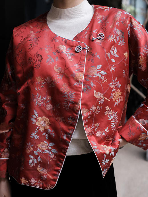 盛唐牡丹 |宋锦散花纹夹棉外套(不夹棉)(特殊定制） 商品图4