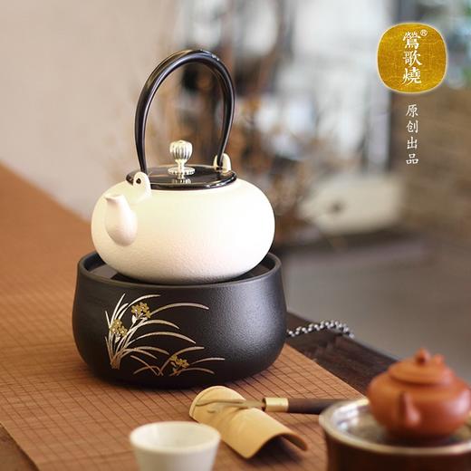 莺歌烧雪花釉柿形陶壶煮茶日式手工烧水壶煮茶壶单壶茶用提梁壶【厂家直发】 商品图3