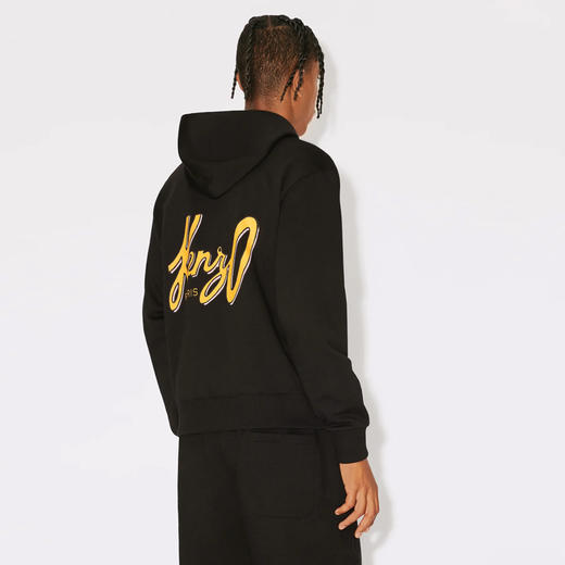 KENZO 高田贤三 男士棉质徽标印花连帽卫衣 黑色 FD65 SW087 4MF 99J 商品图2