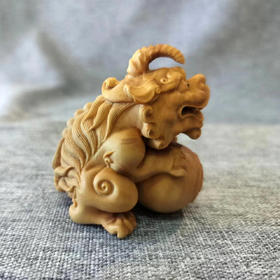 神兽獬豸/独角貔貅°黄杨木摆件/把玩件