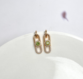 橄榄石耳坠-别针款耳钉