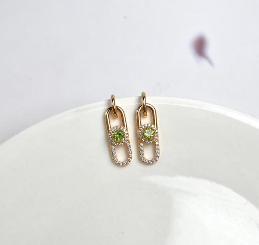 橄榄石耳坠-别针款耳钉 商品图0