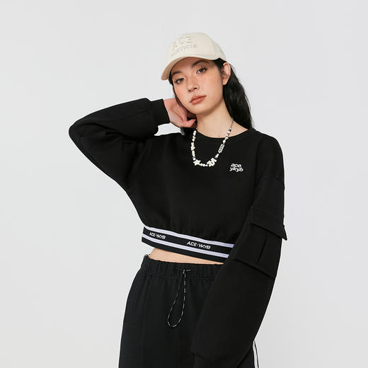 YKYB2025春季新款短款收腰卫衣女小众设计感工装立体口袋休闲上衣 商品图1