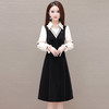 QYMXQD-53B77-L假两件中长款修身时尚连衣裙24年春款POLO领长袖小香风洋气A字裙 商品缩略图1