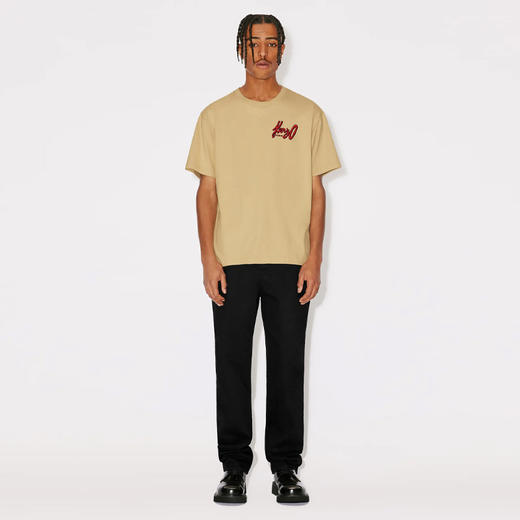 KENZO 高田贤三 男士棉质徽标印花圆领短袖T恤 浅黄色 FD65 TS119 4SG 12 商品图3