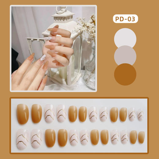 【穿戴轻盈！拆卸方便】假指甲贴穿戴甲成品甲片美甲贴片拆卸指甲美甲贴片，美甲贴片绚烂多彩，几分钟拆卸指甲，方便又时尚。ry 商品图2