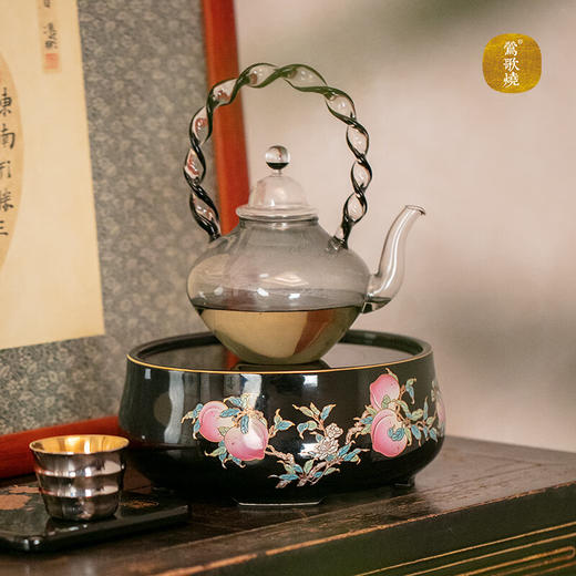 莺歌烧五桃献寿电陶炉轻音茶炉家用煮茶炉泡茶烧水煮茶器【厂家直发】 商品图2
