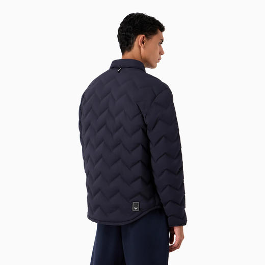 EMPORIO ARMANI 阿玛尼 男士经典领人字纹绗缝尼龙可折叠羽绒服 蓝色 6R1B85 1NFGZ 09B3 商品图2