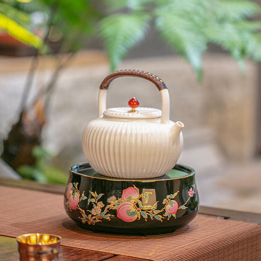 莺歌烧五桃献寿电陶炉轻音茶炉家用煮茶炉泡茶烧水煮茶器【厂家直发】 商品图1