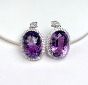 紫水晶吊坠-全包镂空四爪切割面