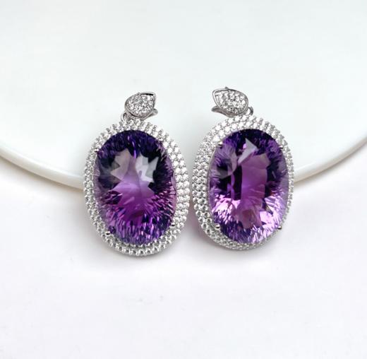 紫水晶吊坠-全包镂空四爪切割面 商品图0