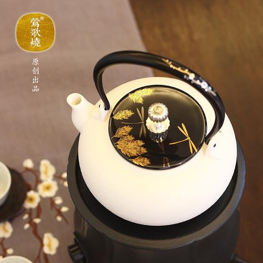 莺歌烧雪花釉柿形陶壶煮茶日式手工烧水壶煮茶壶单壶茶用提梁壶【厂家直发】 商品图1