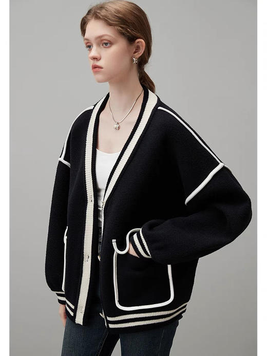 珍珠尼撞色加厚外套 商品图3