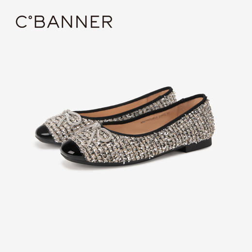 千百度休闲浅口平底鞋春季小香风单鞋女晚晚风鞋子舒适A24169711 商品图1