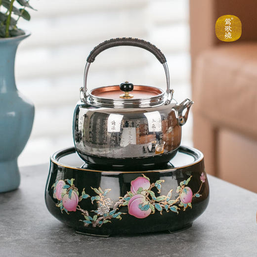 莺歌烧五桃献寿电陶炉轻音茶炉家用煮茶炉泡茶烧水煮茶器【厂家直发】 商品图4