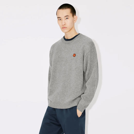 KENZO 高田贤三 男士“BOKE FLOWER”徽章刺绣羊毛针织衫 灰色 FD65 PU419 3LC 94 商品图1
