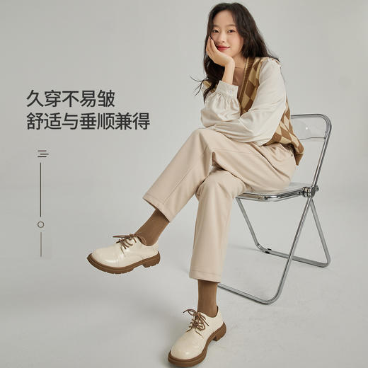 「三色可选！质感有型」2023秋冬毛呢哈伦防风裤女新款小脚裤韩版显瘦休闲萝卜裤时尚修身下装 商品图3