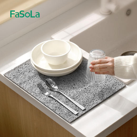 FaSoLa吸水垫厨房洗碗池台面沥水垫可裁剪木浆棉抹布防水置物垫 商品图6