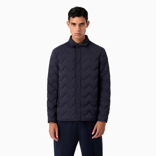 EMPORIO ARMANI 阿玛尼 男士经典领人字纹绗缝尼龙可折叠羽绒服 蓝色 6R1B85 1NFGZ 09B3 商品图1