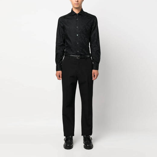 EMPORIO ARMANI 阿玛尼 男士棉质字母徽标印花长袖衬衫 黑色 6R1C86 1K0TZ F030 商品图3