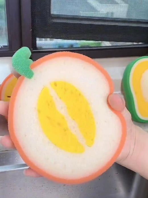 2个 随机发 可爱水果厨房清洁海绵块水果形状刷锅洗碗擦玻璃百洁布不沾油抹布 商品图3