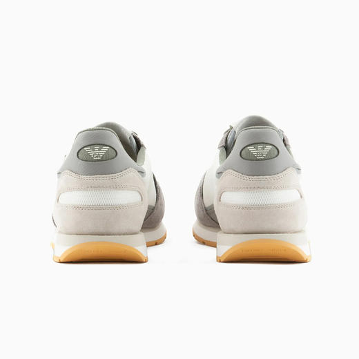 EMPORIO ARMANI 阿玛尼 男士绒面革细节和老鹰贴片网眼休闲运动鞋 混色 X4X537 XN730 T083 商品图2