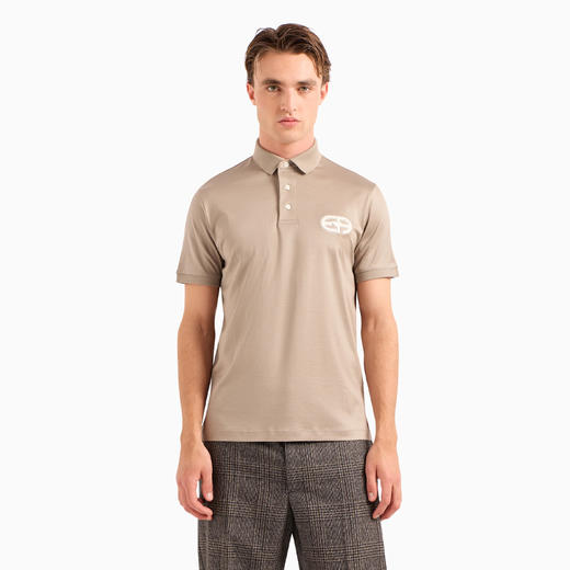 【一】EMPORIO ARMANI 阿玛尼 男士莱赛尔纤维混纺平纹针织短袖 Polo 衫 灰色 8N1FB6 1JUVZ 0643 商品图1