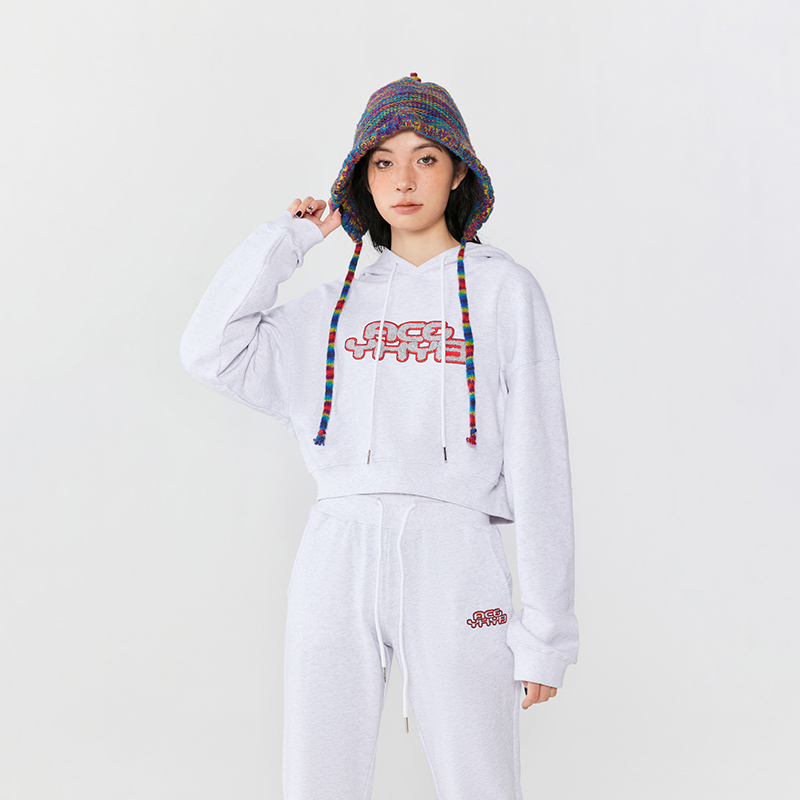 YKYB收腰短款运动套装情侣春季新款休闲美式复古纯棉卫衣两件套