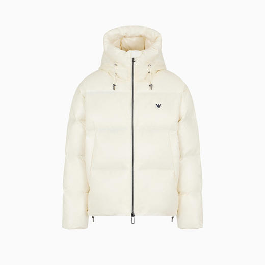 EMPORIO ARMANI 阿玛尼 男士防水绗缝尼龙连帽羽绒服 米色 6R1B97 1NKZZ 0128 商品图0