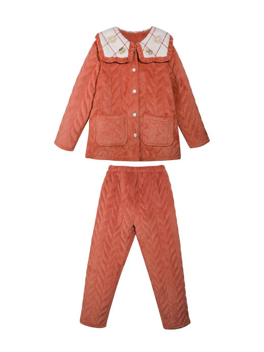 【119元限时秒杀】【秀黛】女浪漫风夹棉套装女士夹棉睡衣家居服H4551075T【门店同款】【如遇缺货自动退款，介意勿拍】 商品图2