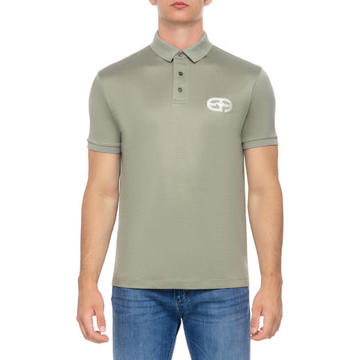 EMPORIO ARMANI 阿玛尼 男士莱赛尔纤维混纺平纹针织短袖 Polo 衫 绿色 8N1FB6 1JUVZ 0606 商品图0