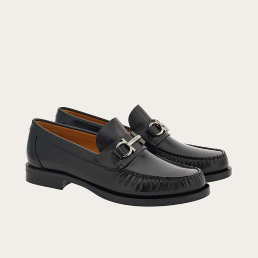 【一】FERRAGAMO 菲拉格慕 男士 GANCINI扣饰 莫卡辛鞋 黑色 762695 商品图0
