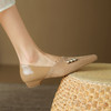 春季新款，时尚优雅尖头浅口拼接低跟单鞋HBP-5873 商品缩略图4