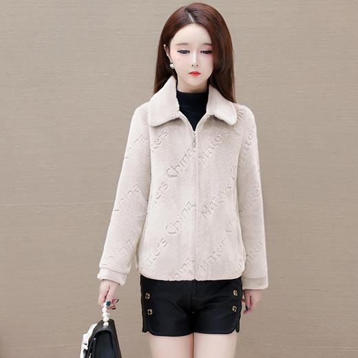 小个子洋气仿貂绒外套，翻领加厚妈妈装毛呢大衣QYM-XQD-65D16-L 商品图1