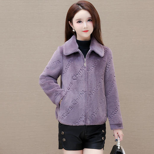 小个子洋气仿貂绒外套，翻领加厚妈妈装毛呢大衣QYM-XQD-65D16-L 商品图0