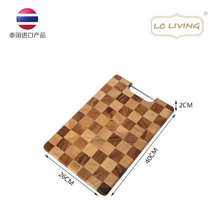 LC LIVING相思木棋盘格长方菜板带提手小号 商品图1