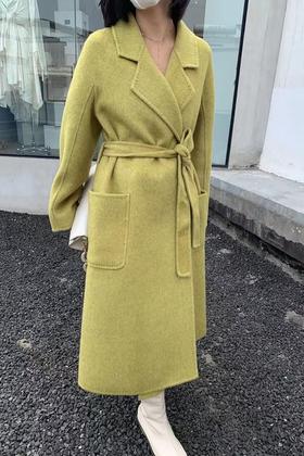 ESTELLICA 黄绿色简约大气羊毛大衣外套 17426
