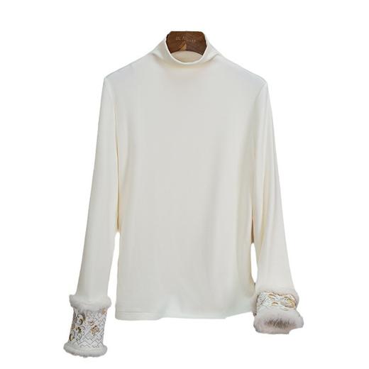 OG- A9632冬季新款可外穿高级感时尚日常马甲打底衫中高领衬衫刺绣上衣 商品图4