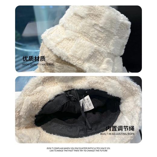 「日系羊羔绒渔夫帽！五色可选」秋冬季渔夫帽子女加厚保暖防寒防风韩版时尚兔毛盆帽显脸小水桶帽配饰 商品图3