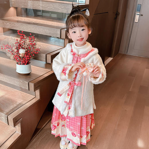女童年服连衣裙，冬装儿童汉服古装冬季中国风加绒小女孩马面裙汉服PJX-TS36 商品图2