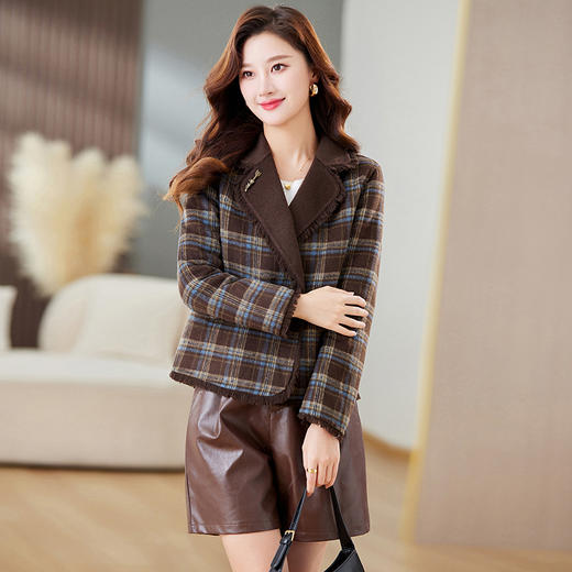 小个子短款羊毛短外套，女秋冬新款洋气西装领呢大衣HR-XXQ9939 商品图1