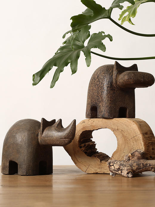 简约抽象河马犀牛摆件创意玄关酒柜装饰品乔迁新居礼品书架摆设 商品图3