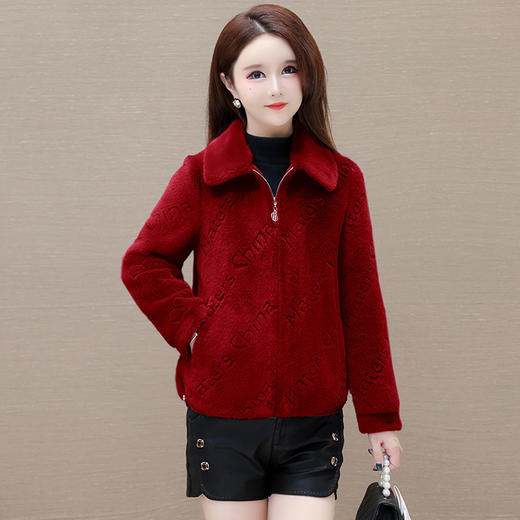 小个子洋气仿貂绒外套，翻领加厚妈妈装毛呢大衣QYM-XQD-65D16-L 商品图2