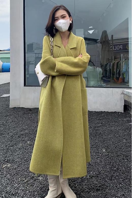 ESTELLICA 黄绿色简约大气羊毛大衣外套 17426 商品图1