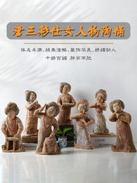 中式唐三彩唐朝陶俑摆件家居客厅书房办公室工艺品复古软装饰品