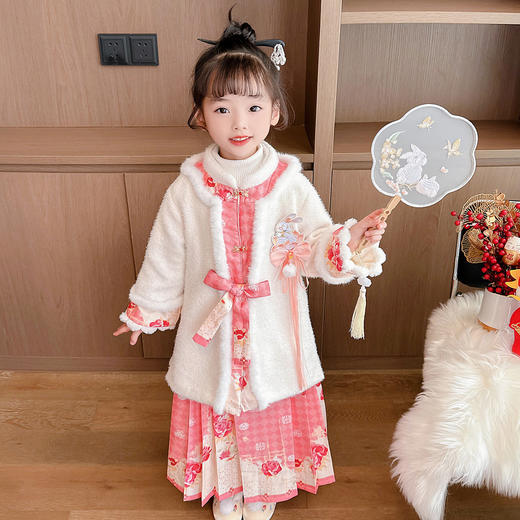 女童年服连衣裙，冬装儿童汉服古装冬季中国风加绒小女孩马面裙汉服PJX-TS36 商品图1